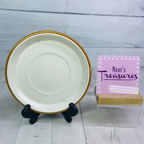 Mikasa NATURAL BEAUTY C9000 Cream Brown Trim Speckled Round 8" Gravy Under Plate - Picture 1 of 12